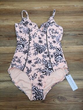 Seafolly Australia One-Piece Swimsuit Women's 14 DD Peach Love Bird NEW